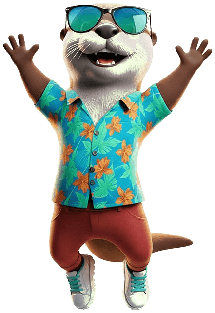 The Digital Otters mascot jumping